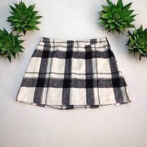 Lulus Mad for Plaid Black and White Flannel A-Line Mini Skirt Size XL